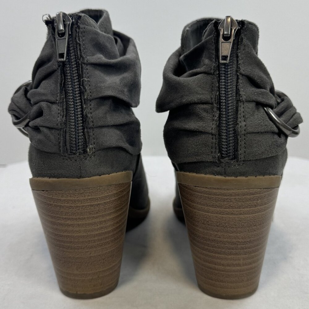 Rampage Vappy Womens Size 7M Grey Ruched Ring Ankle Bootie Chunky Suede Fabric - Picture 4 of 13